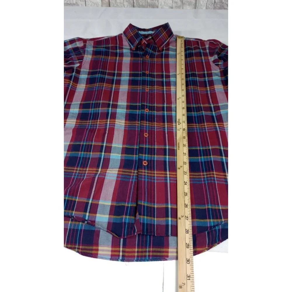 Vintage Levi's Colorgraphs Shirt Men's Medium Red Plaid LS Button Up Collared - Picture 5 of 8